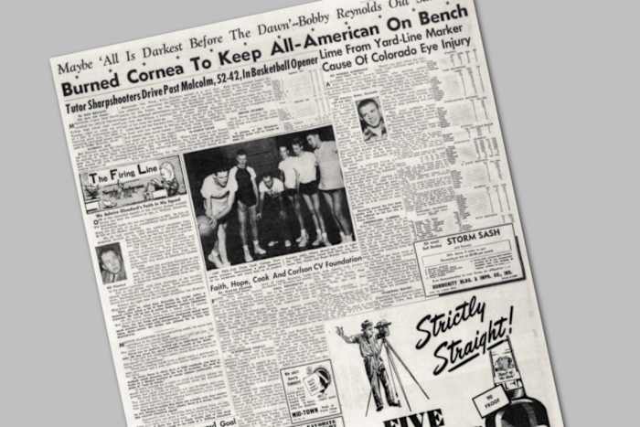 Bobby Reynolds burned cornea vs. Colorado 1951